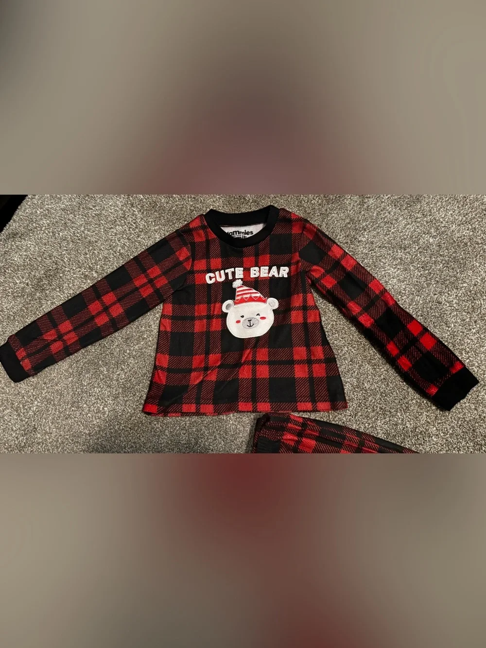 Toddler Cute Bear Jammie for your families Christmas PJs 4T Red Black Plaid